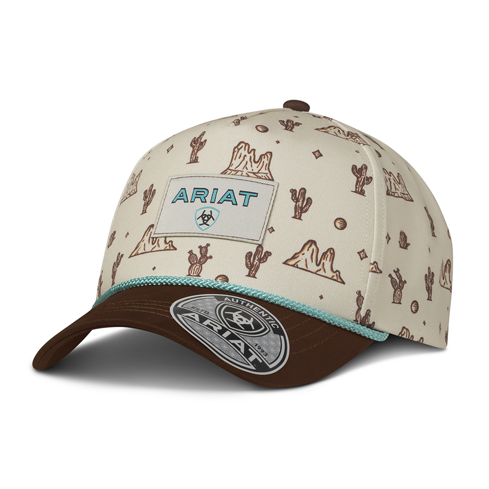 A300098108 Ariat Ladies Cactus Print Rope Snap Back Cap - Tan