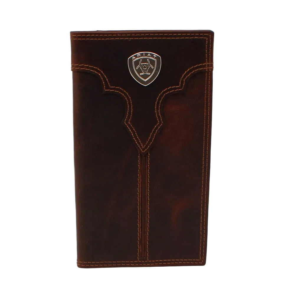 A3550002 Ariat Men's Center Bump Shield Logo Rodeo Wallet - Brown