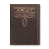 A3563402 Ariat Men's Trifold Bug Stitch Wallet - Brown