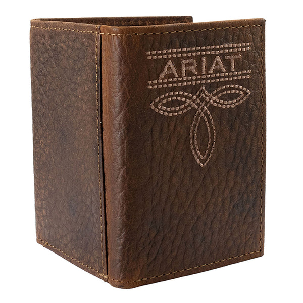 A3563402 Ariat Men's Trifold Bug Stitch Wallet - Brown