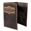 A3566402 Ariat Trifold Leather Wallet with Ariat Patch - Brown