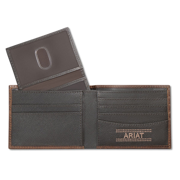 A3566502 Ariat Removable Passcase Leather Wallet with Ariat Patch - Brown