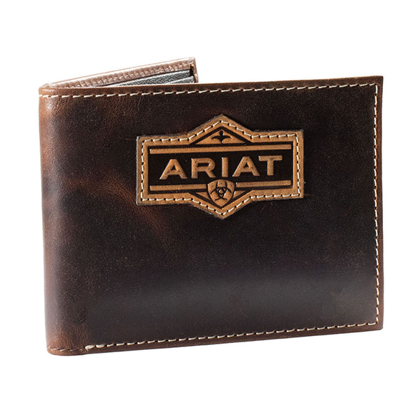 A3566502 Ariat Removable Passcase Leather Wallet with Ariat Patch - Brown