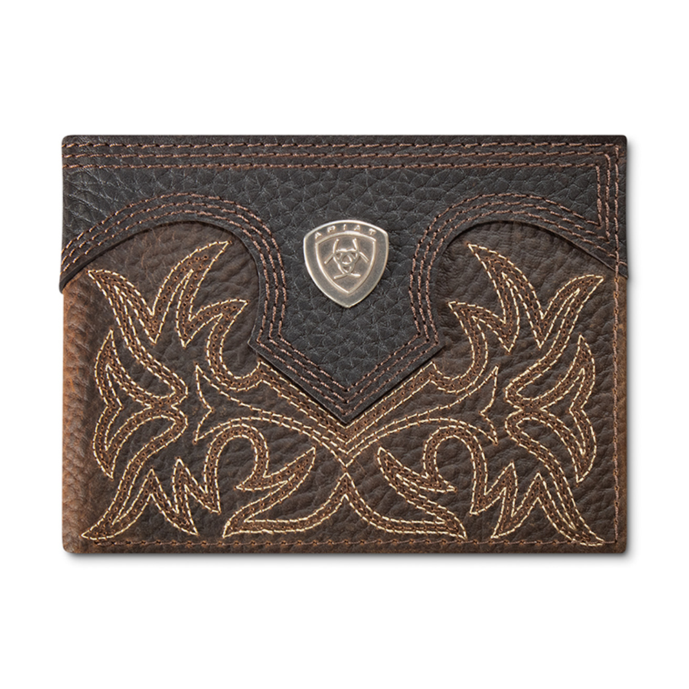 A3567902 Ariat Men's Boot Stitch Bi-Fold Leather Wallet