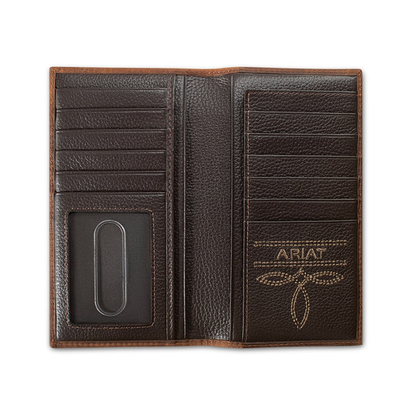 A3568844 Ariat Tooled Leather Logo Rodeo Wallet