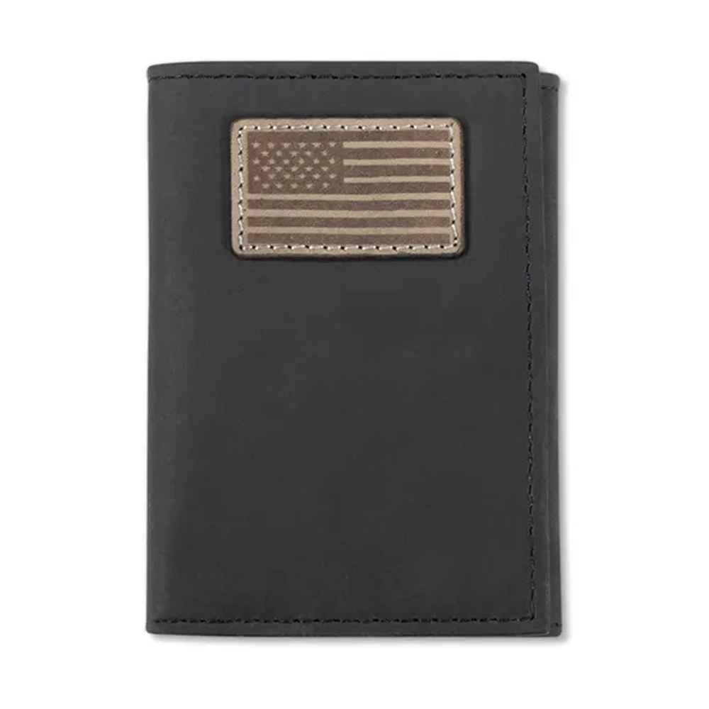A3570301 Ariat Men's Trifold Flag Patch Wallet - Black