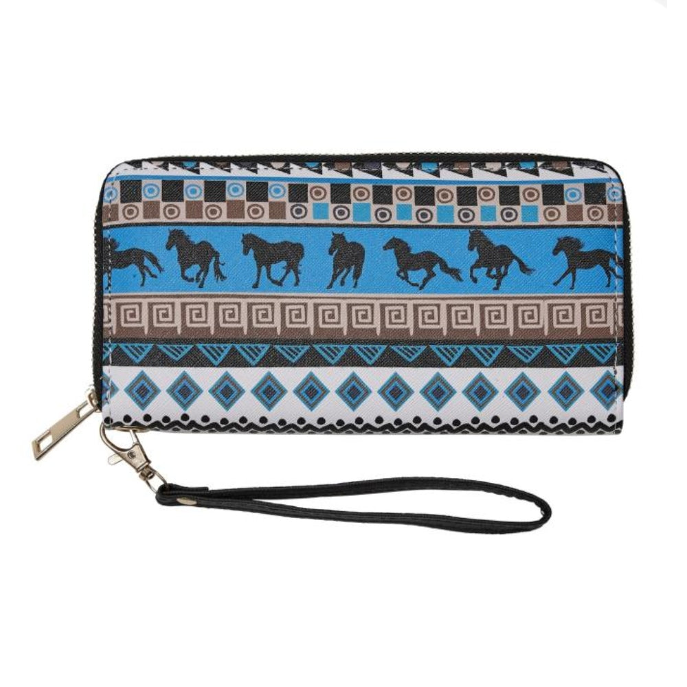 A511 Kelley and Company Horse Clutch Wallet - Southwest Print