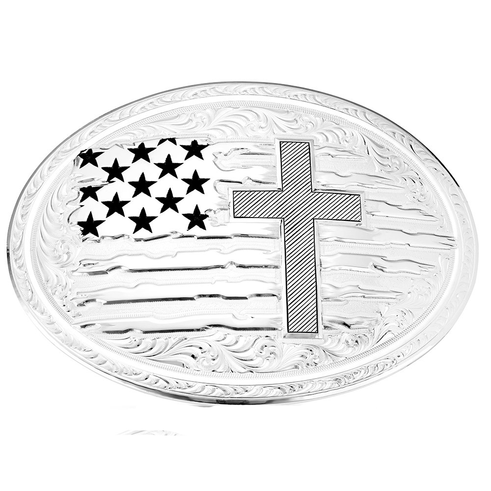 AM58910 Montana Silversmiths Land of the Free American Made Belt Buckle