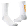 AR2239 Ariat Unisex Premium Ringspun Cotton Crew Work Sock 3 Pair Pack - White