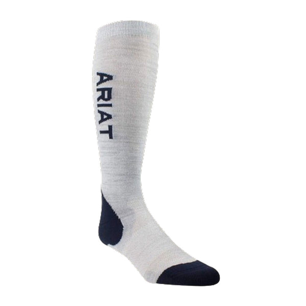AR2340 Ariat Unisex AriatTEK Performance Socks - Heather Grey/Navy Medium