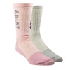 AR2908 Ariat Women's Midweight Merino Wool Blend Steel Toe Work Sock 2 Pair Multi Color Pack - Medium