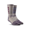 AR2908 Ariat Women's Midweight Merino Wool Blend Steel Toe Work Sock 2 Pair Pack - Berry/Blue