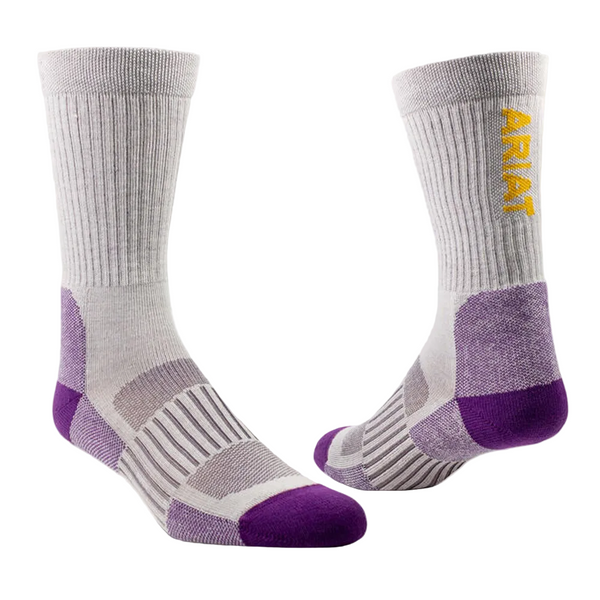 AR2909 Ariat Women's TEK Series High Performance Crew 2-Pair Pack -Pink/Purple