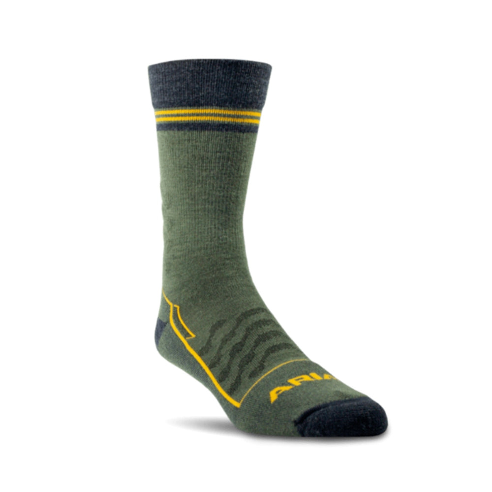 AR4611 Ariat Men's Merino Wool Steel Toe Performance Work Sock - Cargo