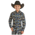 BBN2S02157 Rock & Roll Boys Long Sleeve Aztec Print Snap Shirt