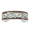 BC2598TRI-BK Montana Silversmiths Leather Cut Tri-Colored Floral Cuff Bracelet