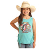 BG20T06103 Rock & Roll Girls' Graphic Tank with Fringe - Turquoise