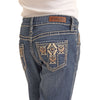 BG4MD04238 Rock & Roll Girls Aztec Embroidered Pocket Bootcut Jean