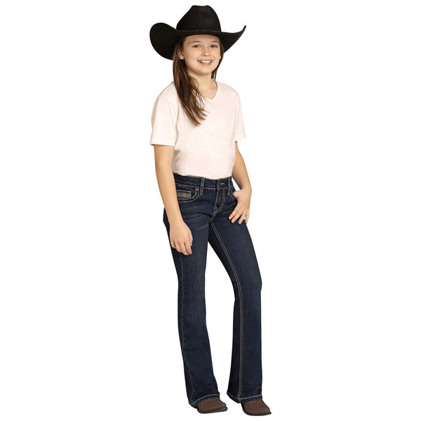 BG4MD08058 Rock & Roll Girls' Aztec Embroidery Bootcut Jeans