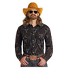 BMN2S05838 Dale Brisby Long Sleeve Longhorn Print Snap Shirt - Black