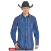 BMN2S07153 Rock & Roll Denim Men's Long Sleeve Western Snap Shirt - Caribbean