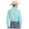 BMN2S08378 Rock & Roll Men's Long Sleeve Snap Shirt - Light Turquoise