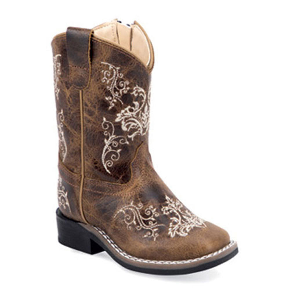 BSI1958 Old West Brown Square Toe Leather Toddler Cowboy Boot w