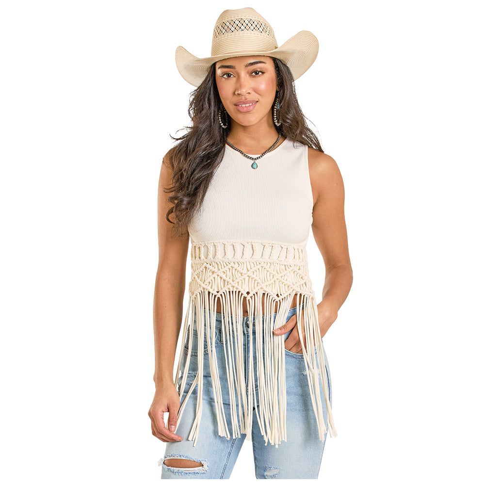 BW20T08080 Rock & Roll Women's Macramé Tank - Natural