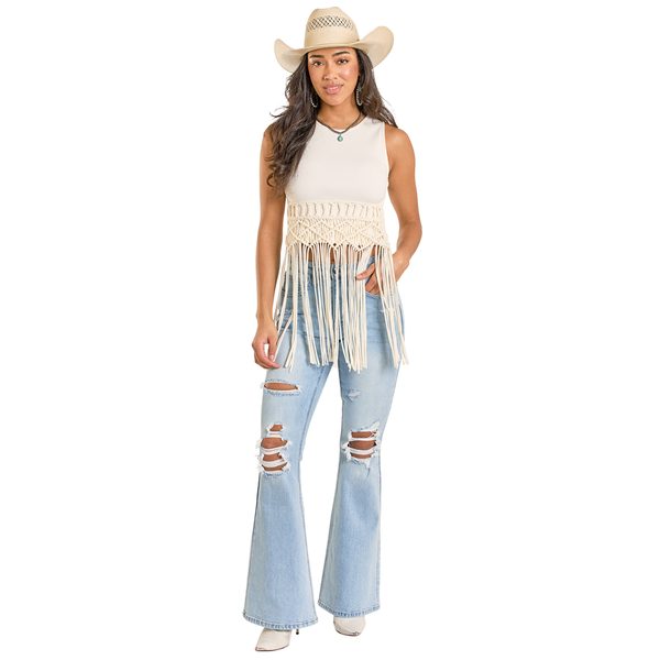 BW20T08080 Rock & Roll Women's Macramé Tank - Natural