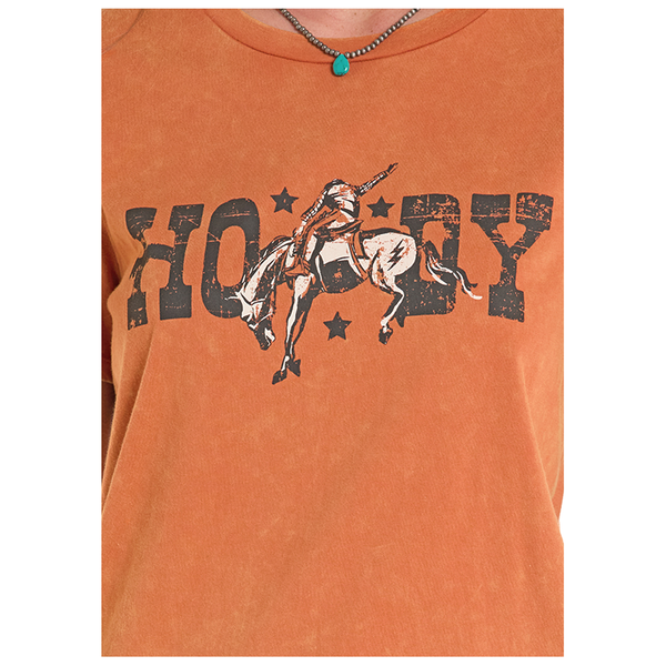 BW21T08880 Rock & Roll Women's Short Sleeve Graphic Tee - Orange