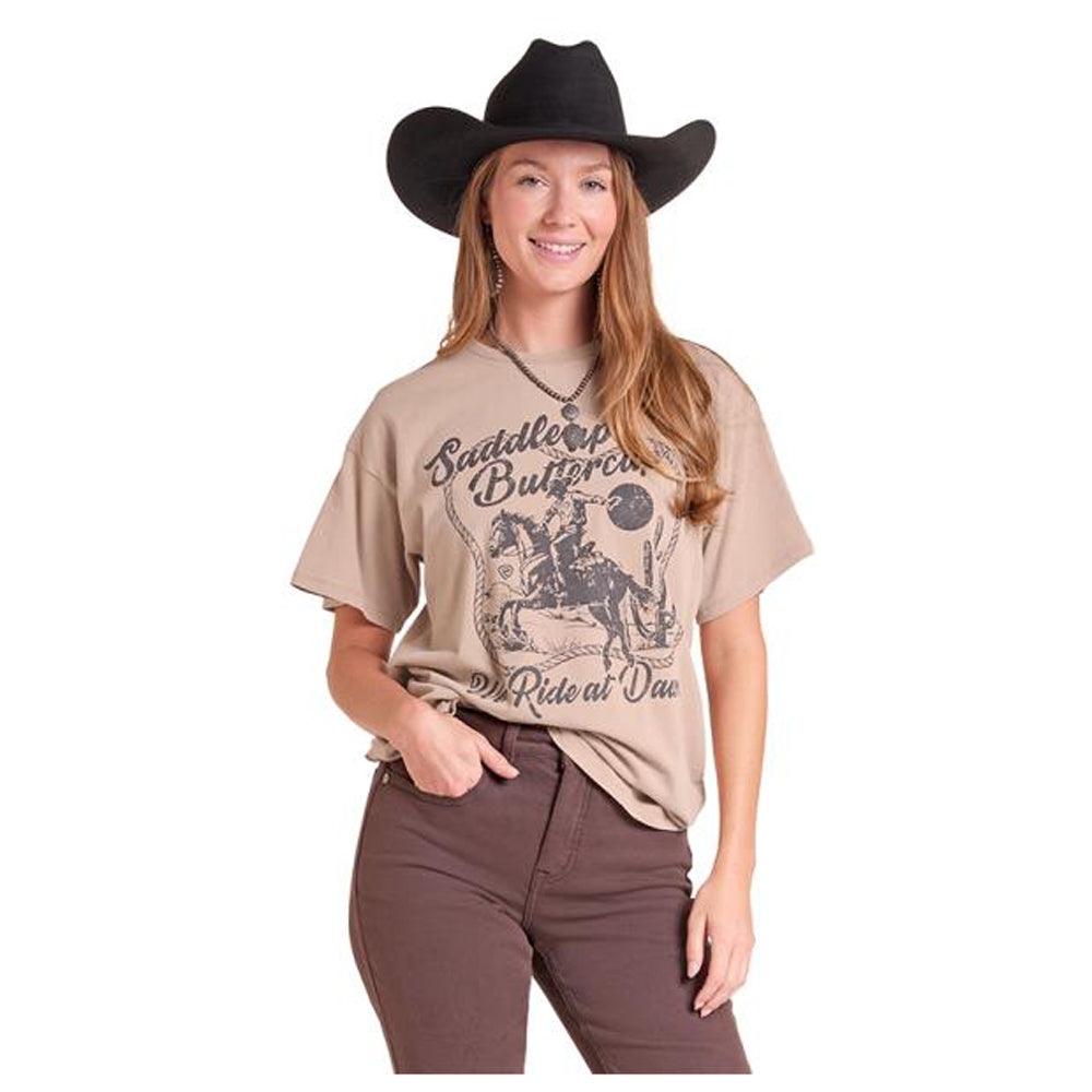 BW21T09731 Rock & Roll Women's Oversize Graphic T-shirt - Taupe