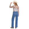 BW22T08088 Rock & Roll Women's Long Sleeve Mesh Top - Brown Cow Print
