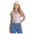 BW22T08088 Rock & Roll Women's Long Sleeve Mesh Top - Brown Cow Print