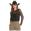 BW22T09376 Rock & Roll Women's Long Sleeve Mesh Lace Top - Black