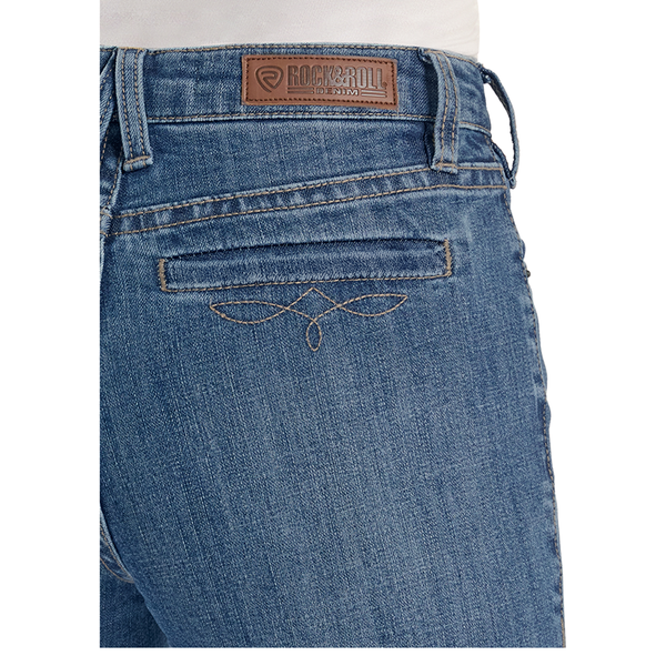 BW5MD09088 Rock & Roll Women's Mid Rise Trouser Jean - Medium Wash