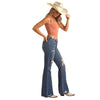 BW6HD03997 Rock & Roll Women's Relaxed Flare Jeans with Tears