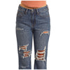 BW6HD03997 Rock & Roll Women's Relaxed Flare Jeans with Tears