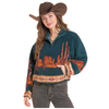 BW91C09995 Rock & Roll Women's Cactus Sherpa Pullover - Teal