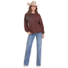 BW91T10013 Rock & Roll Women's Boot Stitch Long Sleeve Pullover - Chocolate