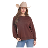 BW91T10013 Rock & Roll Women's Boot Stitch Long Sleeve Pullover - Chocolate