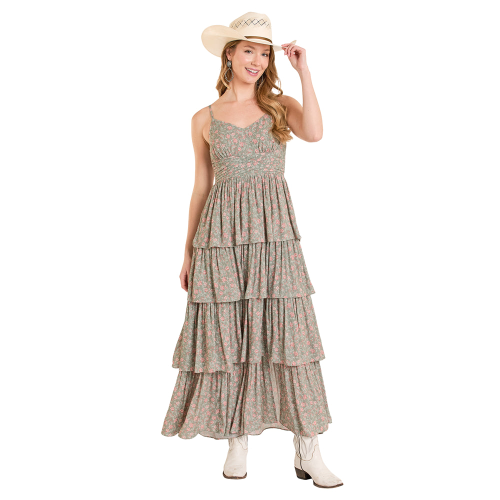 BWD0R08081 Rock & Roll Women's Tiered Maxi Dress - Jade