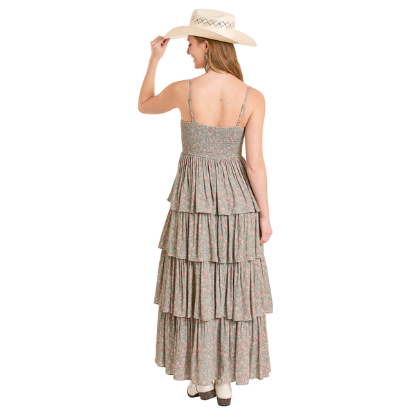 BWD0R08081 Rock & Roll Women's Tiered Maxi Dress - Jade