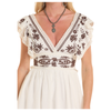 BWD0R08818 Rock & Roll Women's Embroidered Mini Dress - Natural