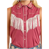 BWN0S06682 Rock & Roll Women's Sleeveless Embroidered Retro Snap Shirt - Wine