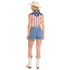 BWN0S08656 Rock & Roll Women's Americano Sleeveless Snap Shirt - Blue