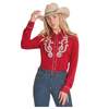 BWN2S08101 Rock & Roll Women's Studded Retro Western Snap Shirt - Red
