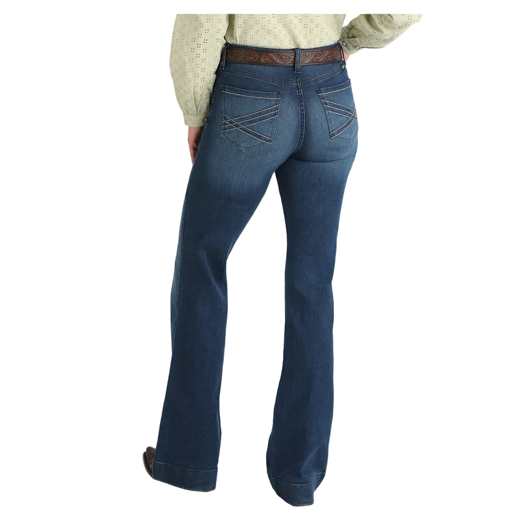 CB76953001 Cruel Girl Women's Mila Mid Rise Trouser Jean - Dark Stonewash