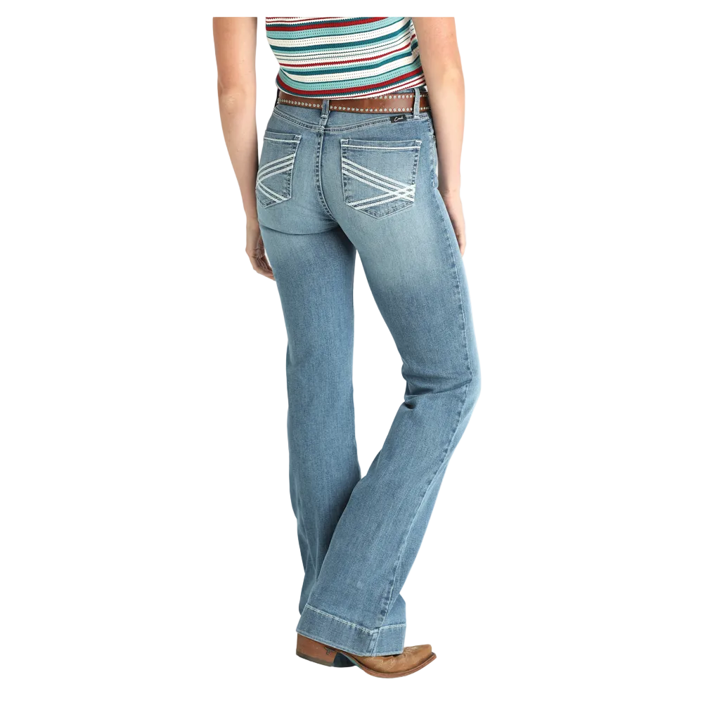 CB76953002 Cruel Women's Mila Mid Rise Trouser Jean - Medium Stone