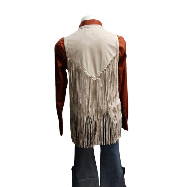 CR191 Cripple Creek Women's Studded Fringe Microsuede Vest - Beige