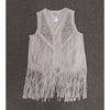 CR191 Cripple Creek Women's Studded Fringe Microsuede Vest - Beige